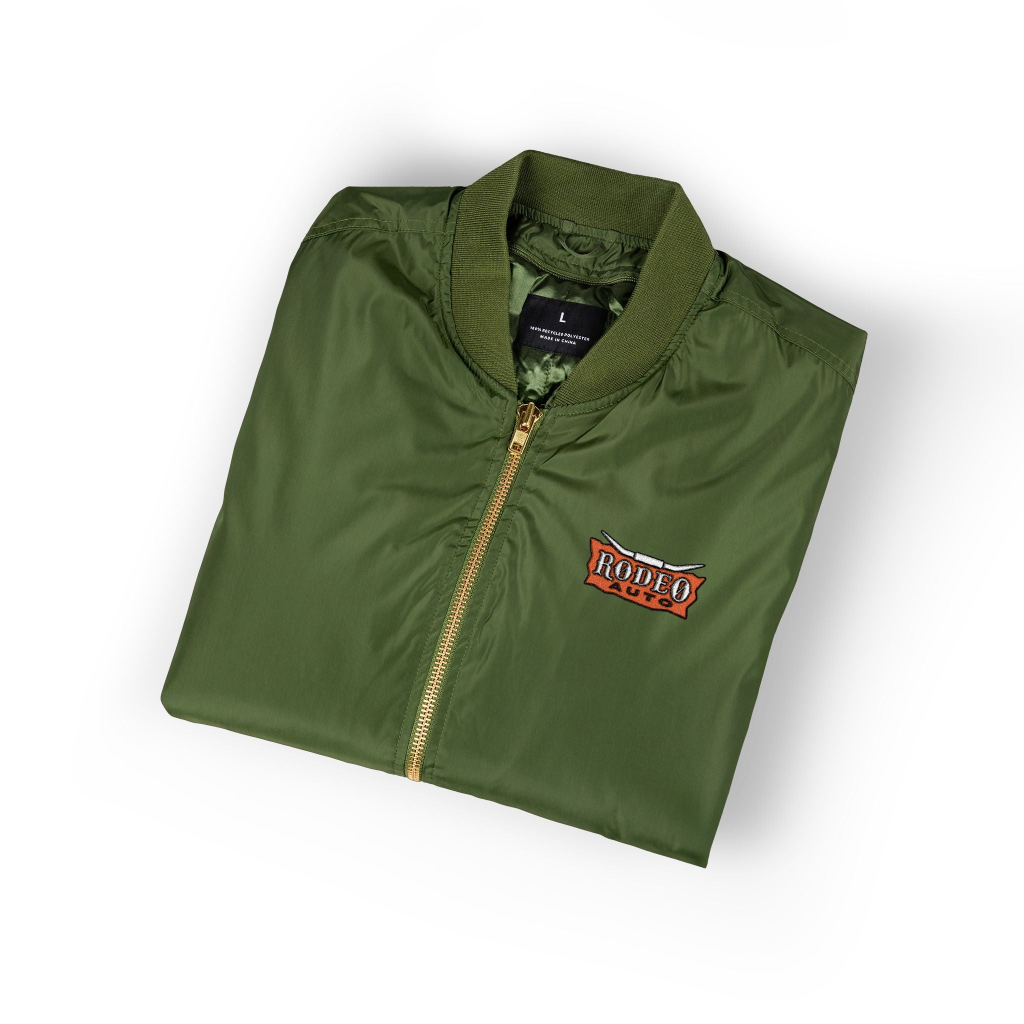 Rodeo Auto Eco-Friendly Embroidered Bomber Jacket, Sustainable Fashion, Trendy Outerwear, Unisex Jacket, Everyday Wear