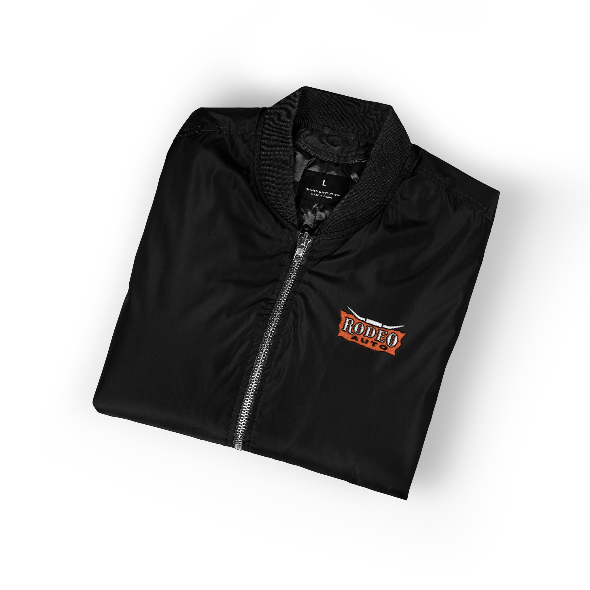 Rodeo Auto Eco-Friendly Embroidered Bomber Jacket, Sustainable Fashion, Trendy Outerwear, Unisex Jacket, Everyday Wear