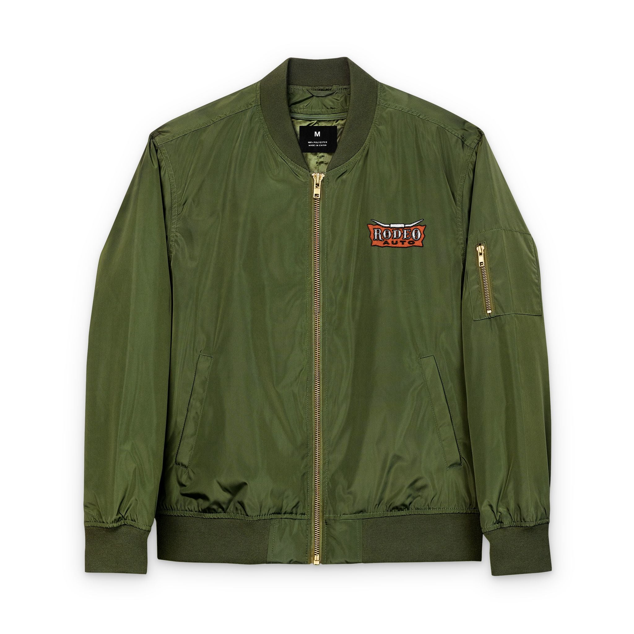 Rodeo Auto Eco-Friendly Embroidered Bomber Jacket, Sustainable Fashion, Trendy Outerwear, Unisex Jacket, Everyday Wear