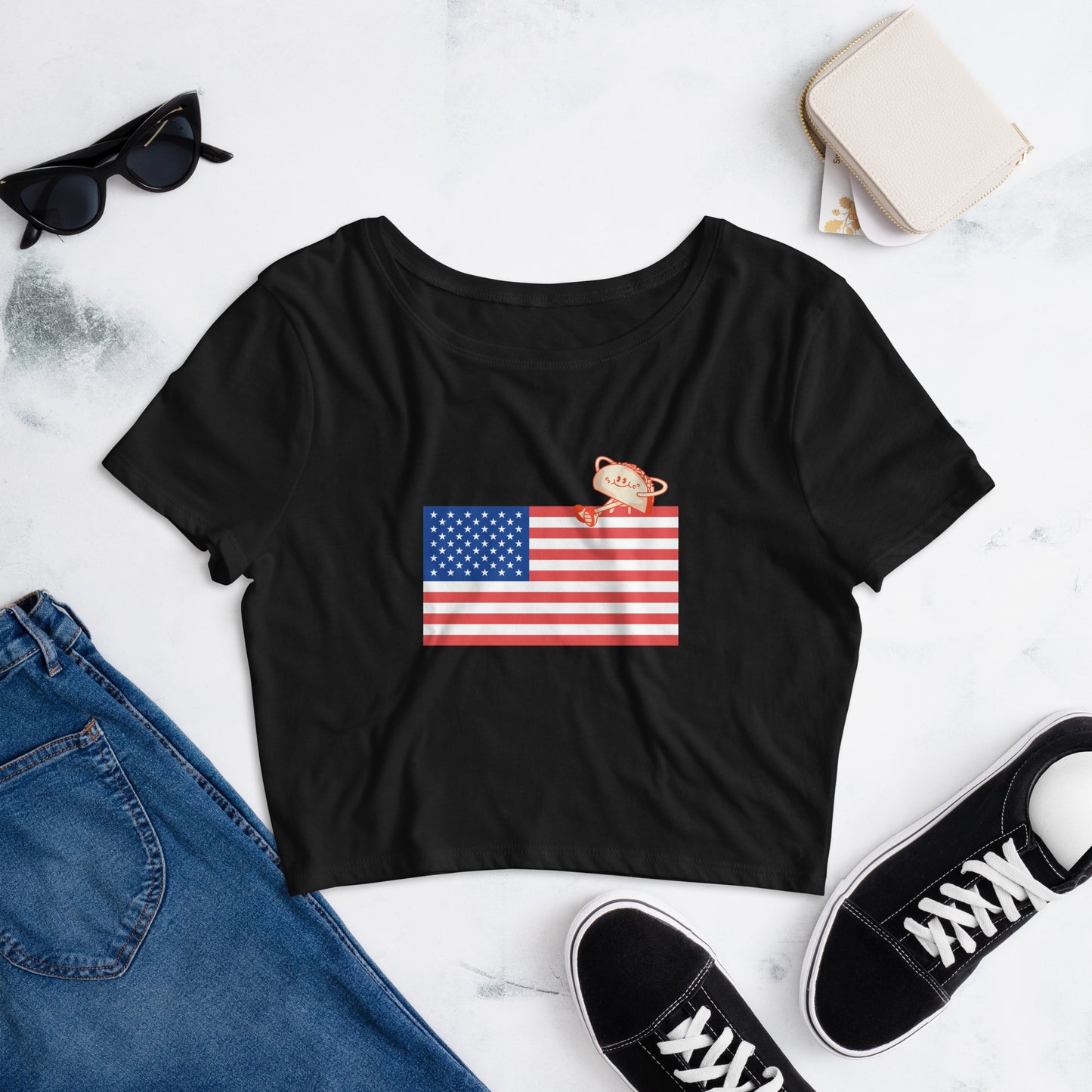 Taco American Flag cropped t shirt