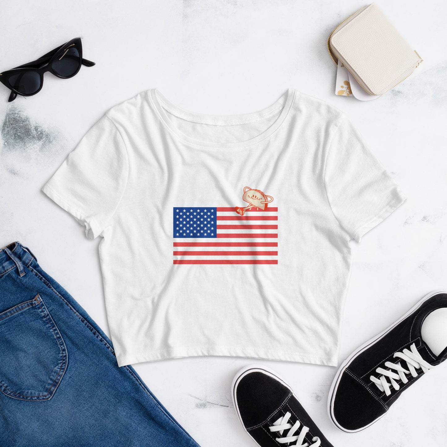 Taco American Flag cropped t shirt